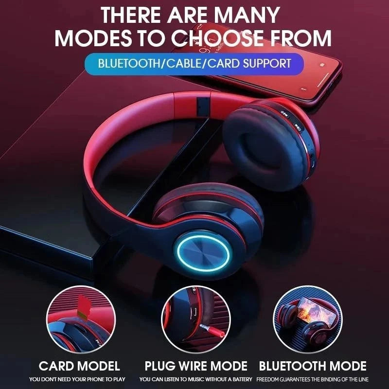 Bluetooth 5.0 Foldable Headphones with Mic for Sports Gaming