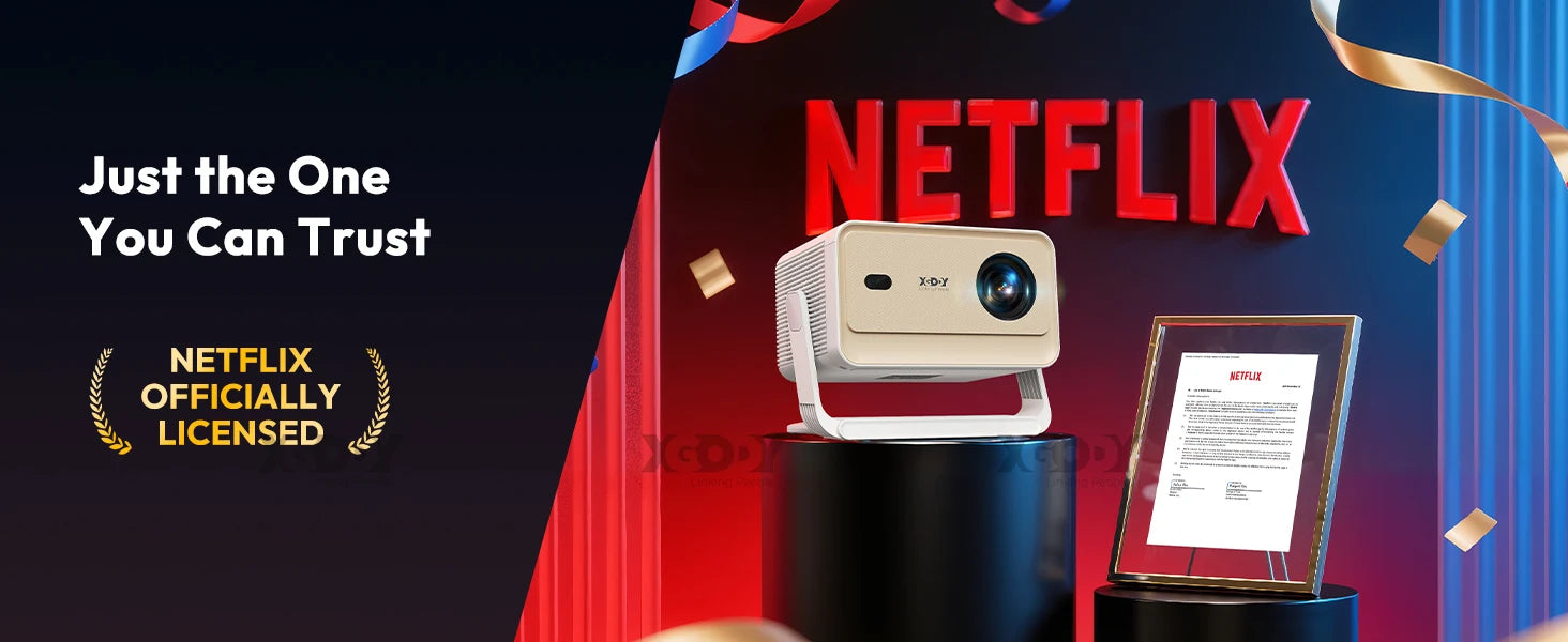 XGODY Gimbal N6 Pro 4K Projector Netflix Officially 700 Ansi Native 1080P Auto Focus Whale OS TV for Movie Home Theater - Daisan Mart