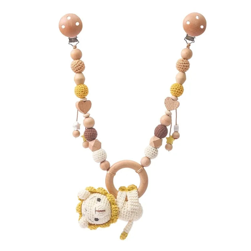 Chuỗi Treo Thú Gỗ Len Đan Xe Đẩy & Cũi Cho Bé