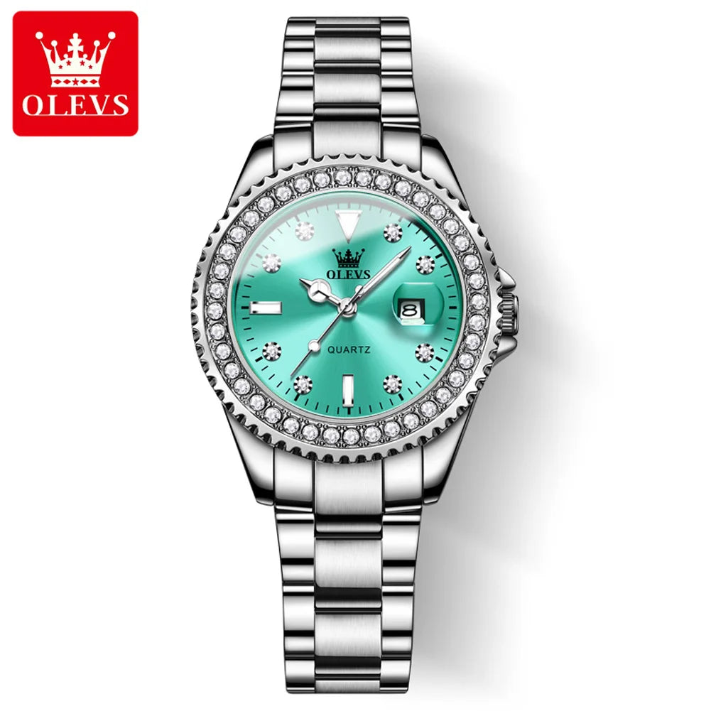 OLEVS 9945 luxury women's watch, studded with stones, date calendar