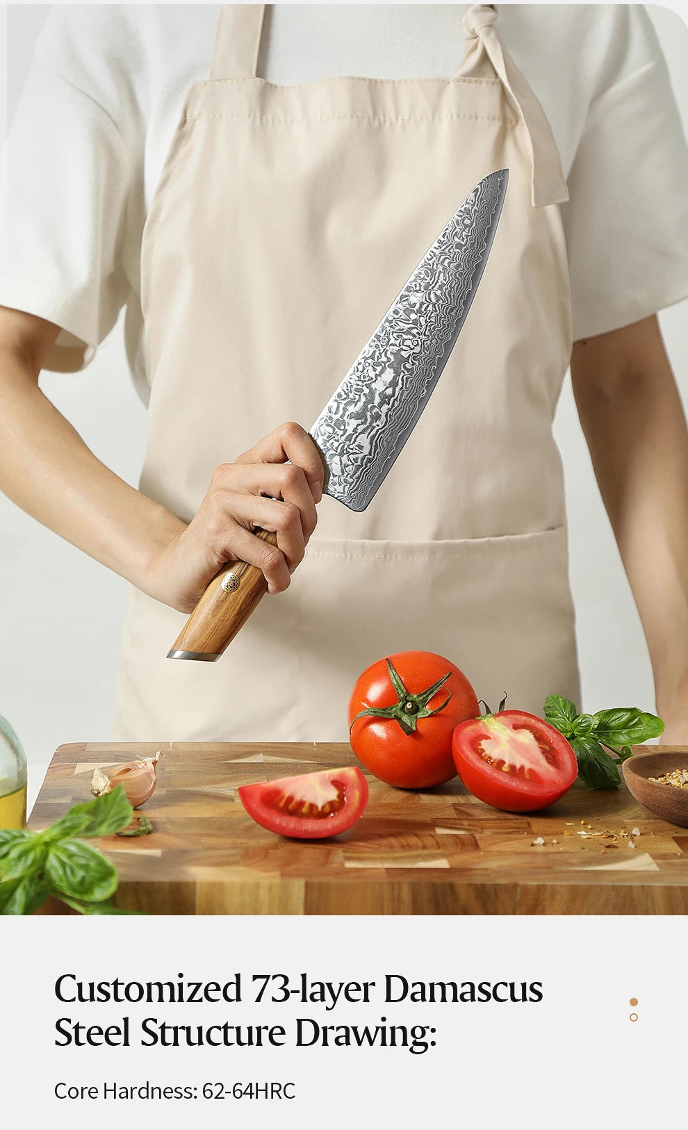 XINZUO 1PC-3PCS Damascus Japanese VG10 Steel Chef Knife Santoku Knife Utility Knife Olive Wood Handle with Copper Flower Nails - Daisan Mart