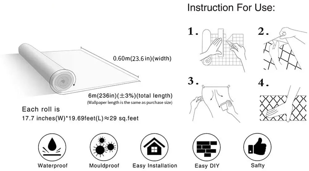 PVC Retro Cement Gray Waterproof Self-adhesive Wallpaper Hotel Cafe Library Living Room Bedroom Wall Renovation Vinyl Stickers