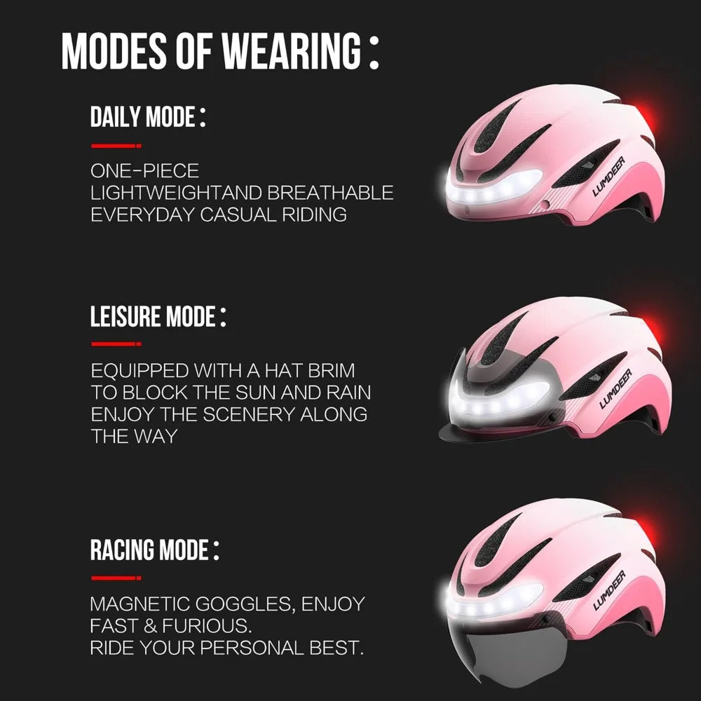 HelmetPro: LED Bicycle Helmet &amp; Magnetic Goggles
