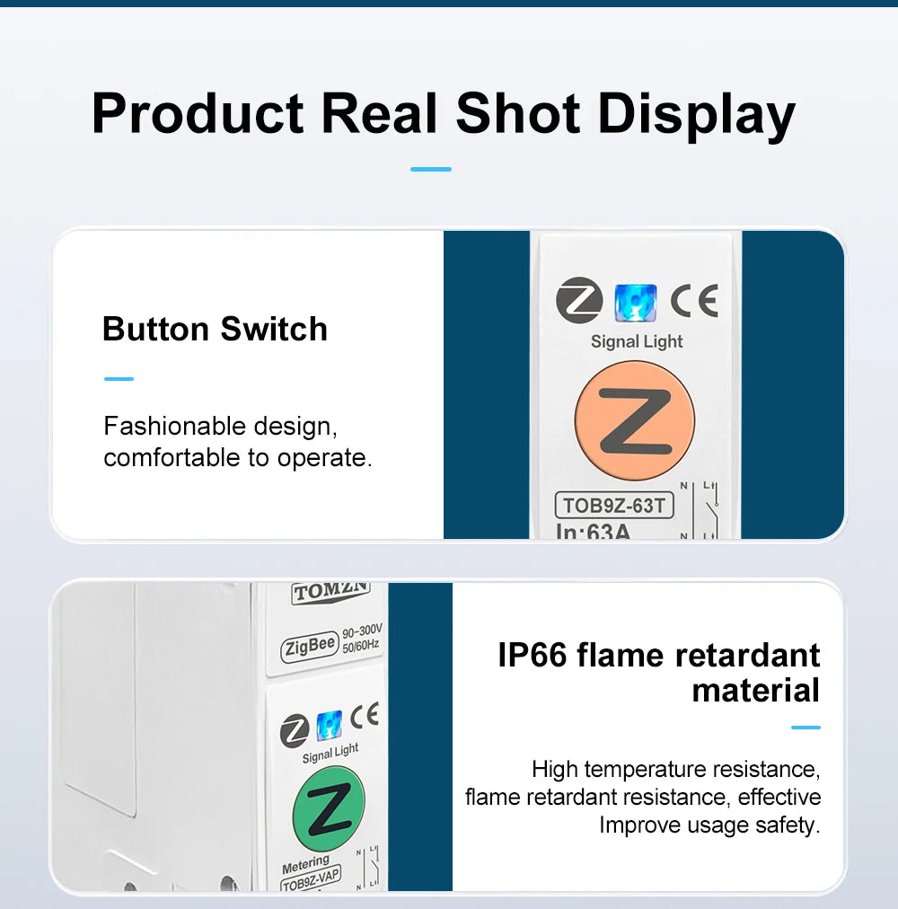 TOMZN Zigbee 63A Smart Switch Energy Meter kWh Metering Monitoring Circuit Breaker Timer Relay MCB TUYA smartlife protection