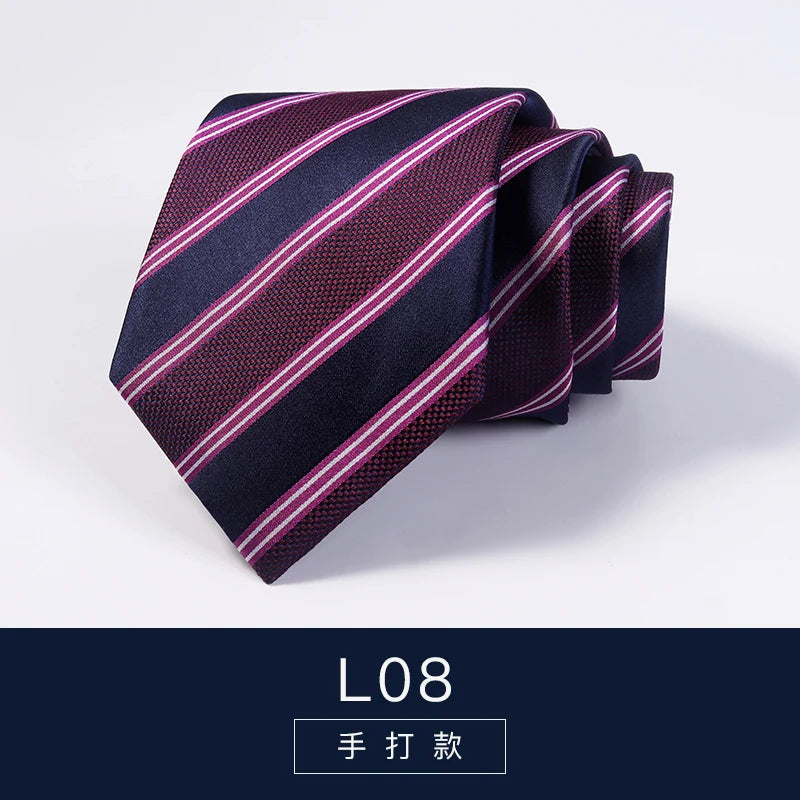 Cà Vạt Lụa Tơ Tằm Nam Cao Cấp Họa Tiết Sọc 8CM