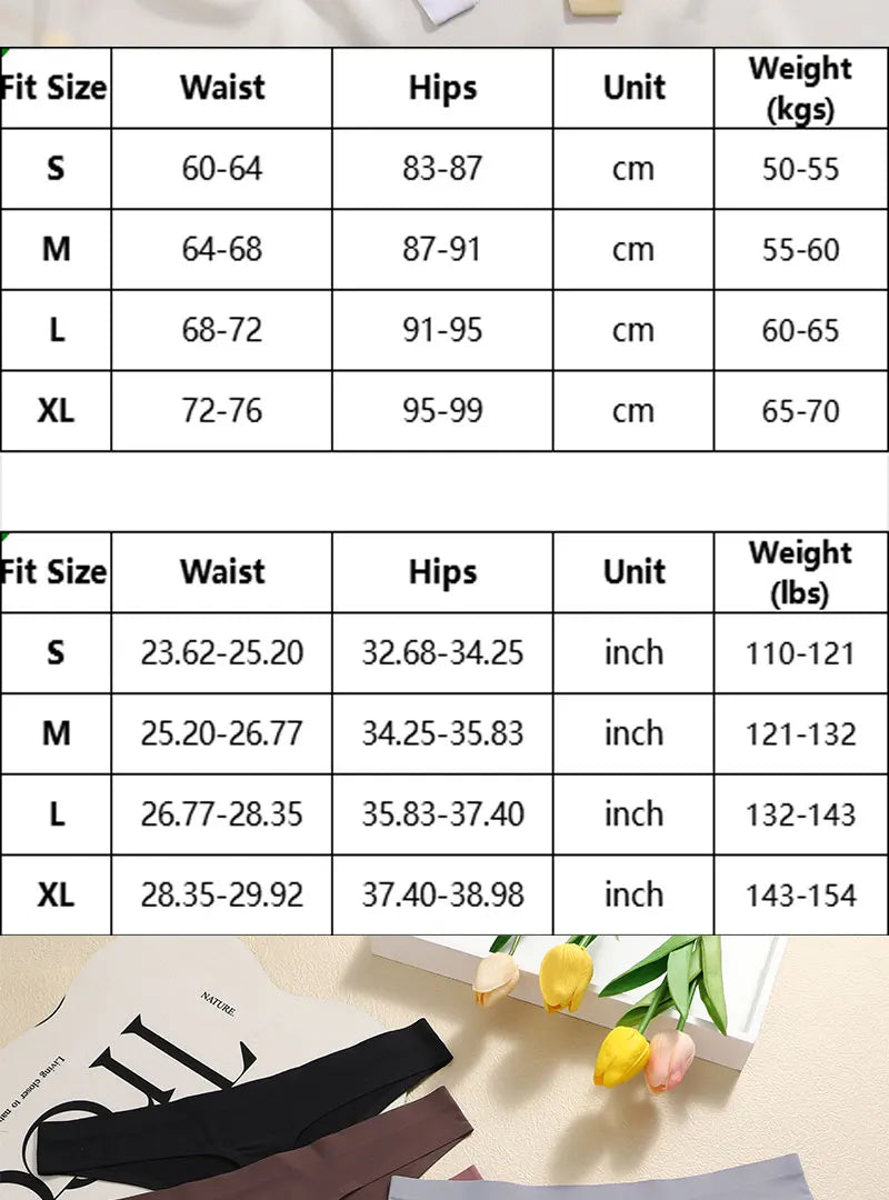 Set of 6 Sexy Low-Waist Seamless Invisible Women's Panties