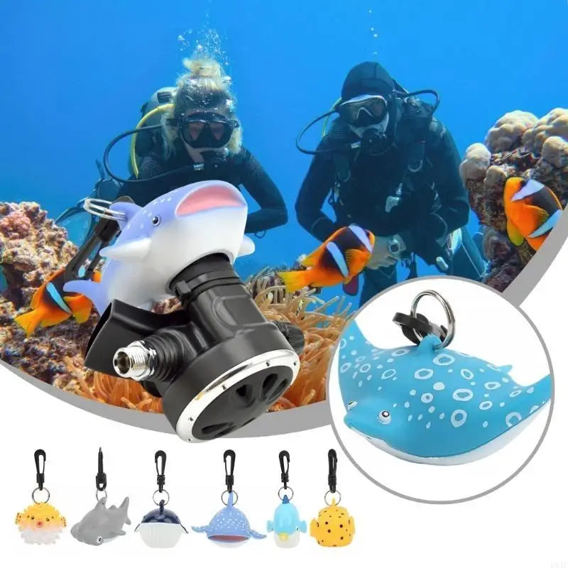 U1JC Cartoon Fish Dives Regulator Cover Replacement Scubas Dives Mouthpiece Dustproof Cover With Clip Diving Accessories