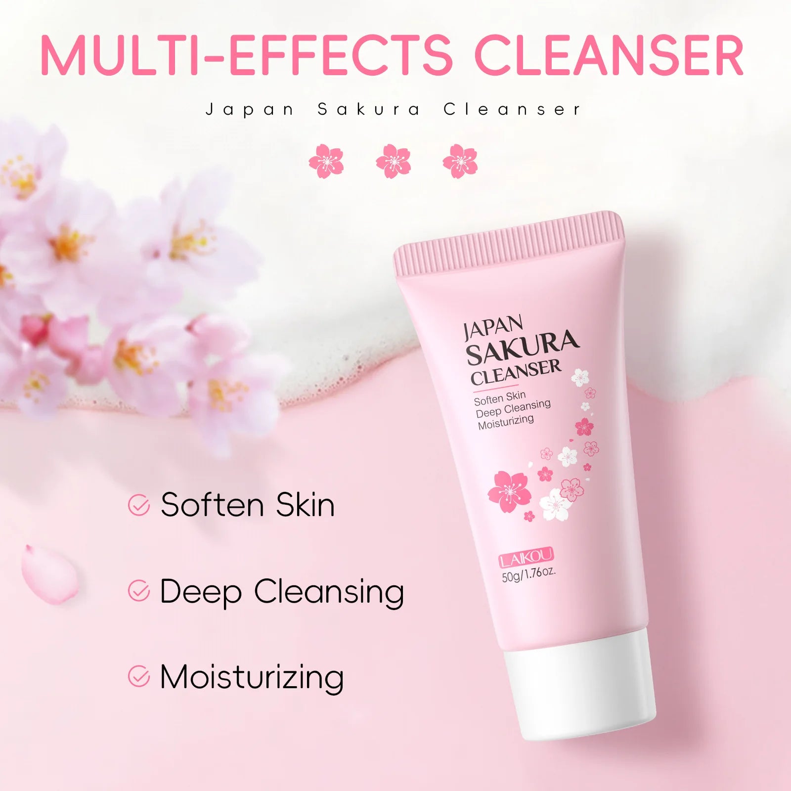 Sakura Cleanser Rich Foam Deep Clean Remove Grease Improve Oily Face Wash Cream Gentle Moisturizing Remove Blackhead CleanserSak