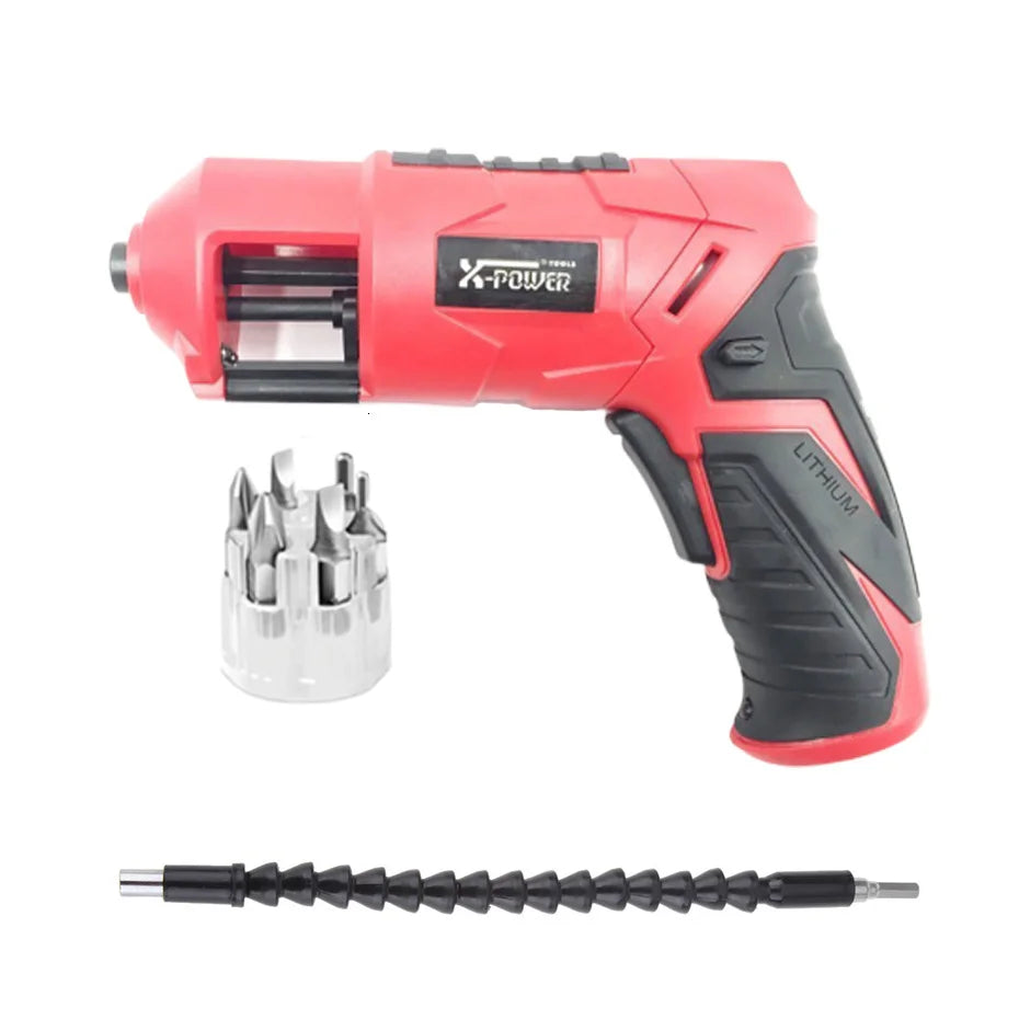 Mini Cordless Electric Screwdriver Pistol Rechargeable LED DIY 7-Piece
