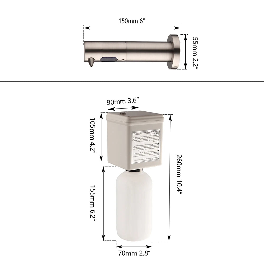 ZAPPO Bộ Xịt Xà Phòng Tự Động 500ML Inox Gắn Tường - Daisan Mart