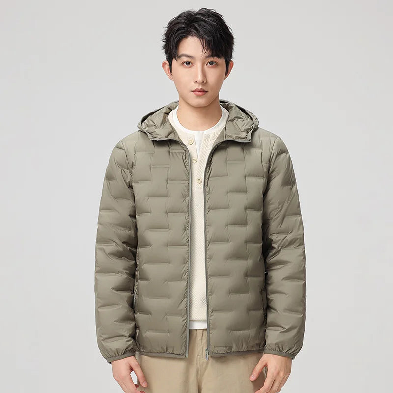 Men's waterproof down jacket keeps warm outdoors