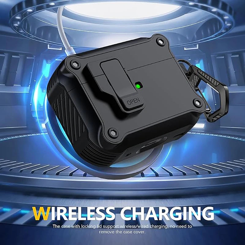 Security Lock Cover for AirPods Pro 3 2025 Case for AirPods Pro3 Pro 3rd Gen 2025 Cases Shockproof PC Headphone Fundas With Hook