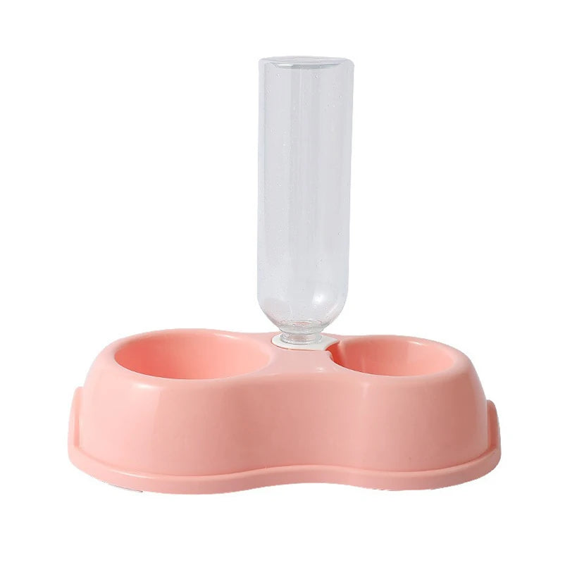 Pet Cat Bowl Automatic Feeder Water Dispenser Dog Cat Food Bowl with Drinking Raised Stand Double Dish Bowls for Cats Dogs Pet - Daisan Mart