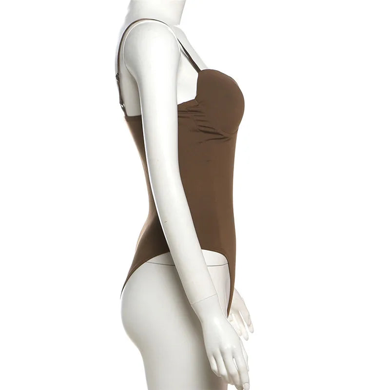 SylCue Sexy Fashion Bodysuits Women Wrapped Chest Backless Sleeveless Shaped Waist Skinny Stretch Street Wild Style Solid Tops