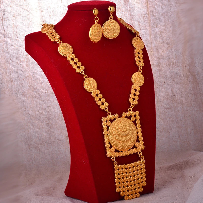 Luxurious Dubai Gold Plated Jewelry Set for Wedding Party