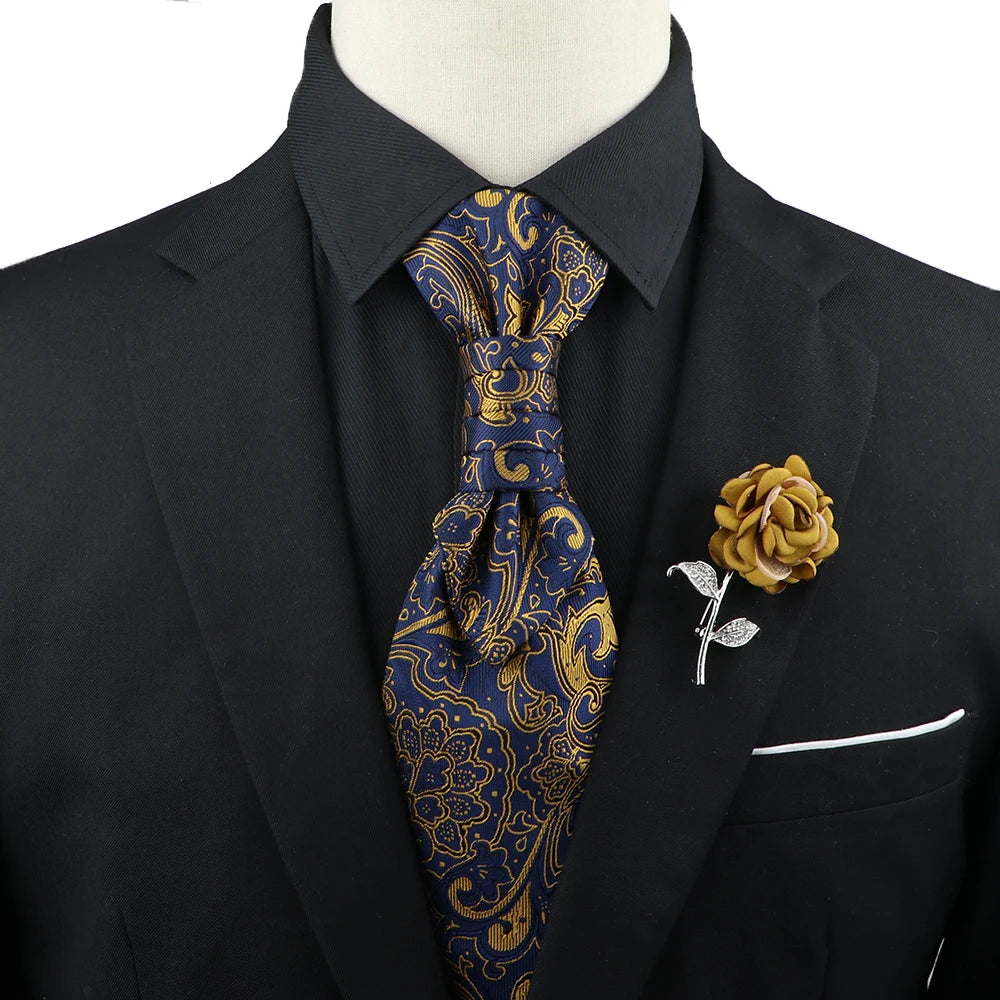Premium luxury Paisley men's tie &amp; brooch