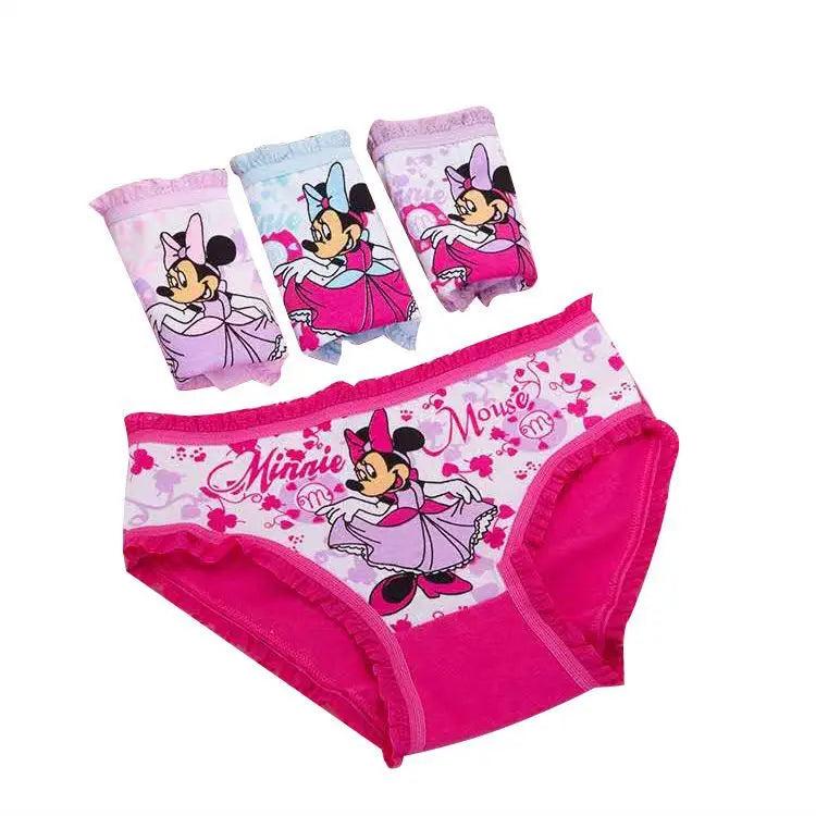 Disney Minnie Girls Underwear - Combo of 4 Cotton Pieces