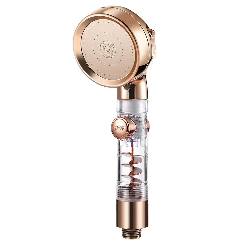 Handheld Turbocharged Pressure Shower Head 3 Modes Propeller Turbo Showerhead for Detachable Rainfall Spray and One-Touch Switch