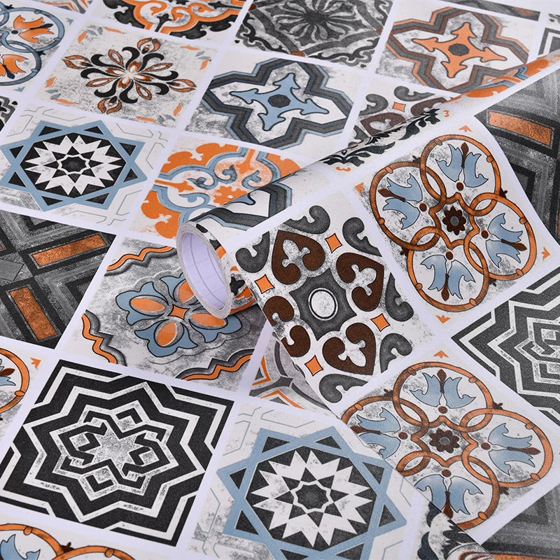 40cm Thicken Floor Sticker PVC Self-adhesive Waterproof Ceramic Tile Wall Sticker Suitable for Bathroon Kitchen Floor Home Decor