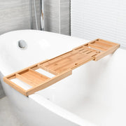 Multi-purpose wooden tray for bathtub, books and phones
