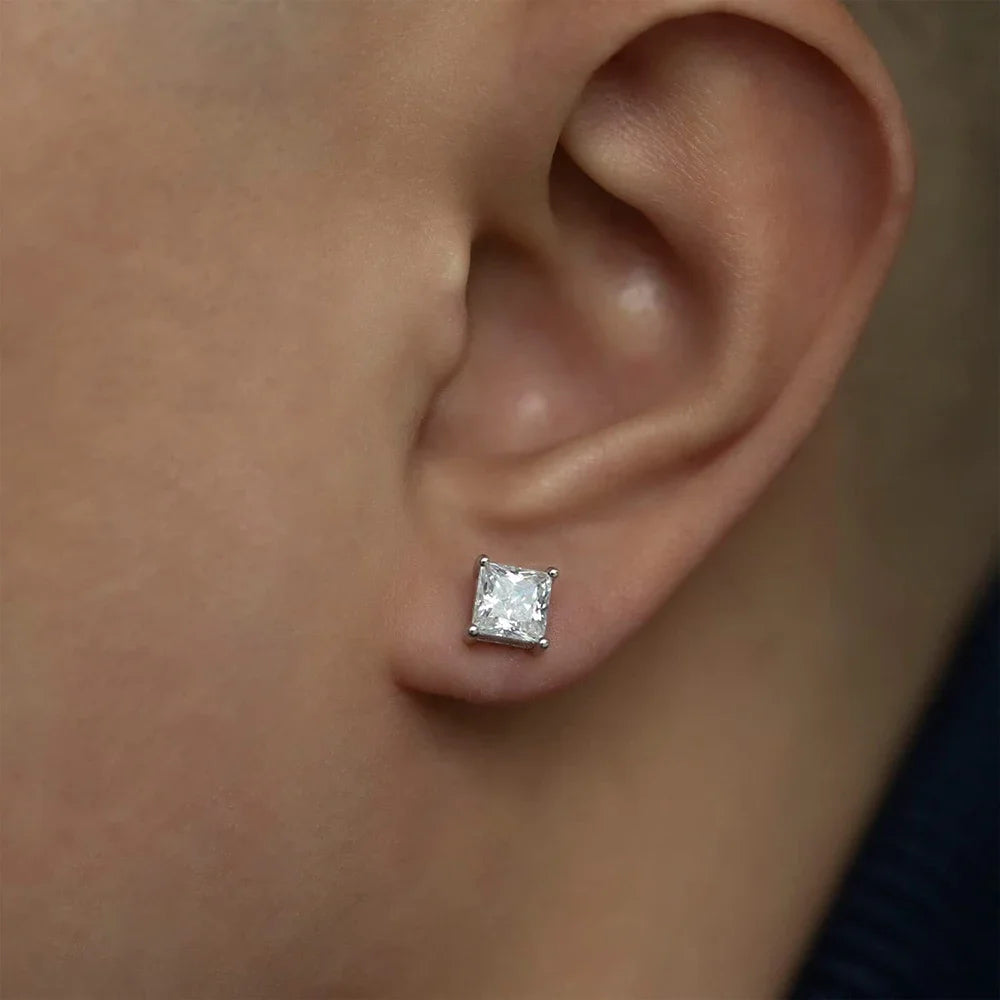 925 Silver Princess Moissanite Sparkling Earrings