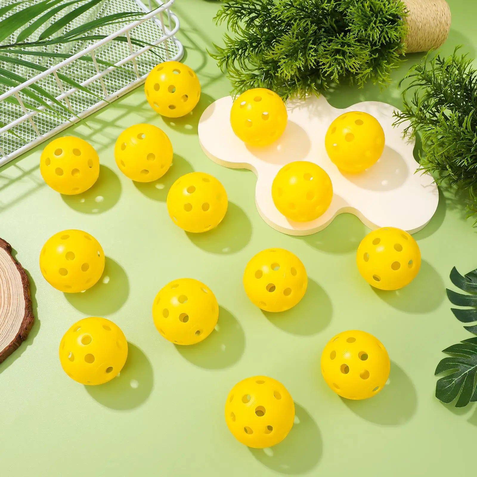 Set of 24 Yellow Plastic Golf Balls for Indoor Practice