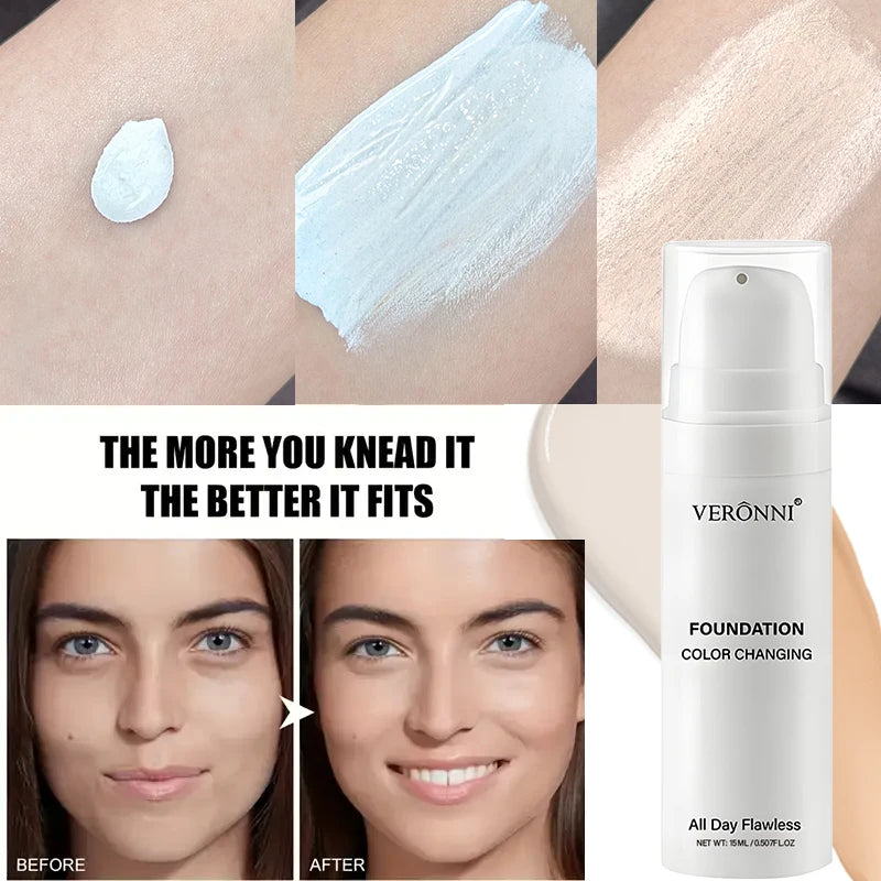 Color Changing Foundation BB Cream,Hydrating Oil Control Foundation with Color-Changing Effect,Lightweight Matte Finish Makeup