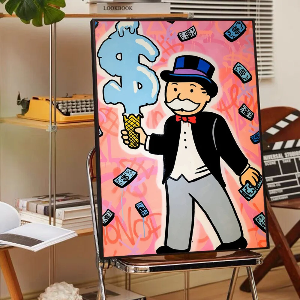 Alec Monopoly Graffiti Art Money Good Quality Prints and Posters Waterproof Paper Sticker Coffee House Bar Posters Wall Stickers