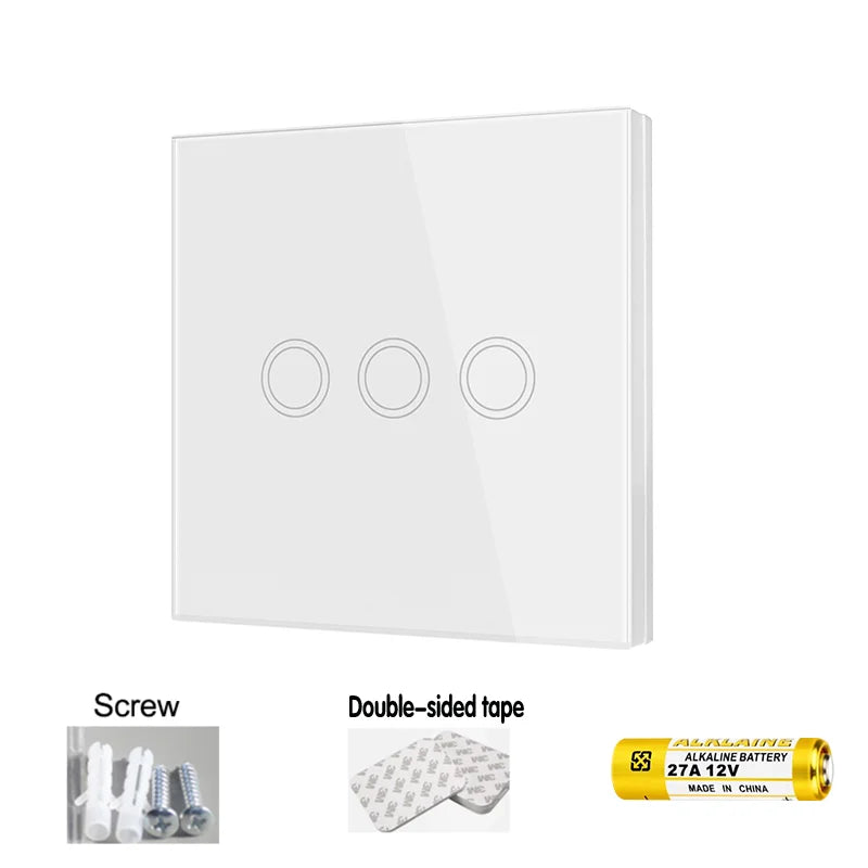 Wireless RF Smart Light Wall Switch with Remote Control Touch Wall Panel Mini Relay Receiver 110V 220V 10A (inlude battery)