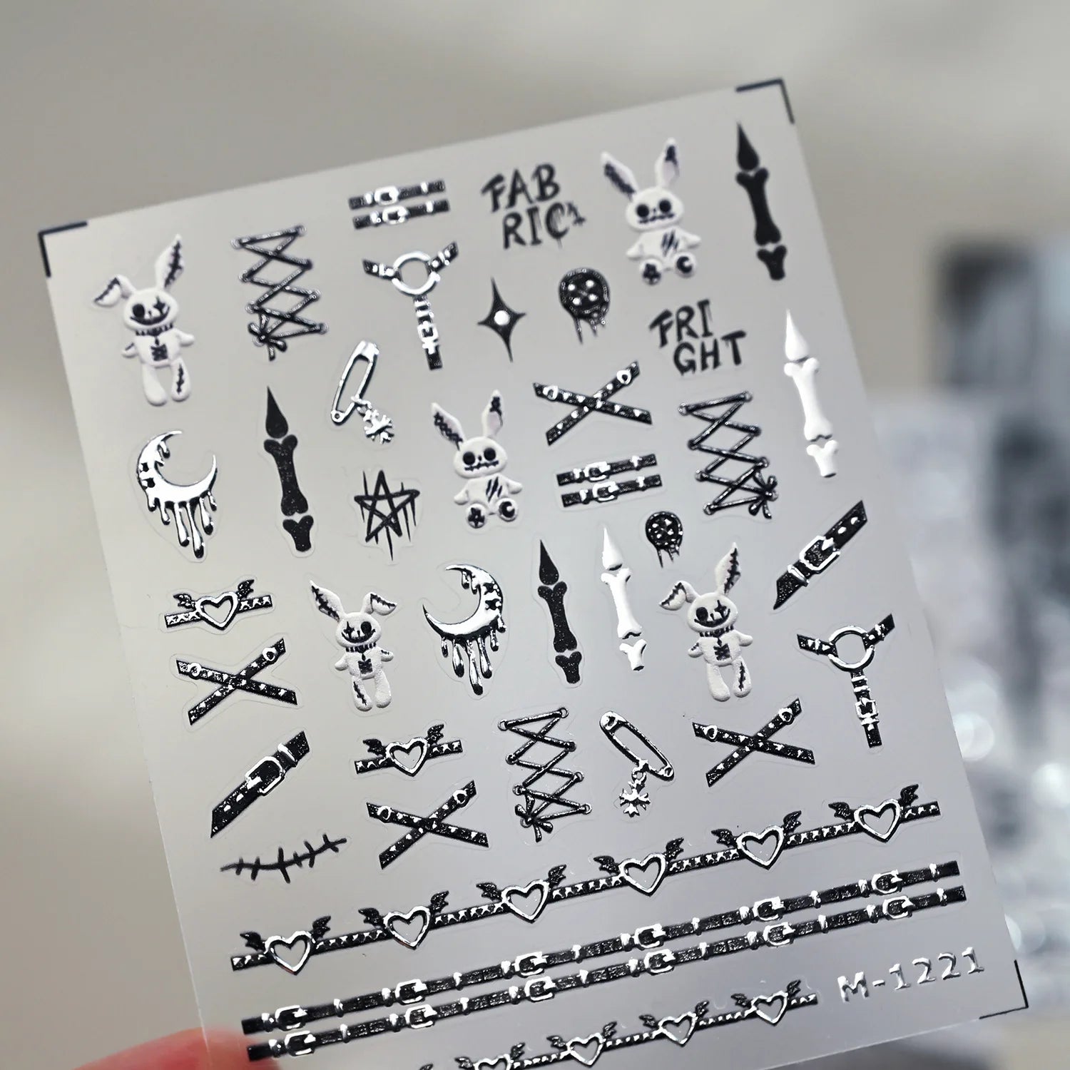 Thỏ Thiên Thần Bóng Tối: Nhãn Dán Móng Punk Halloween