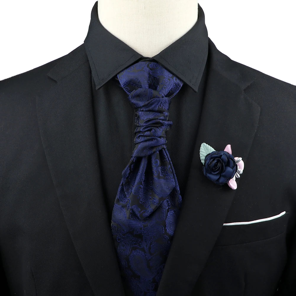 Premium luxury Paisley men's tie &amp; brooch