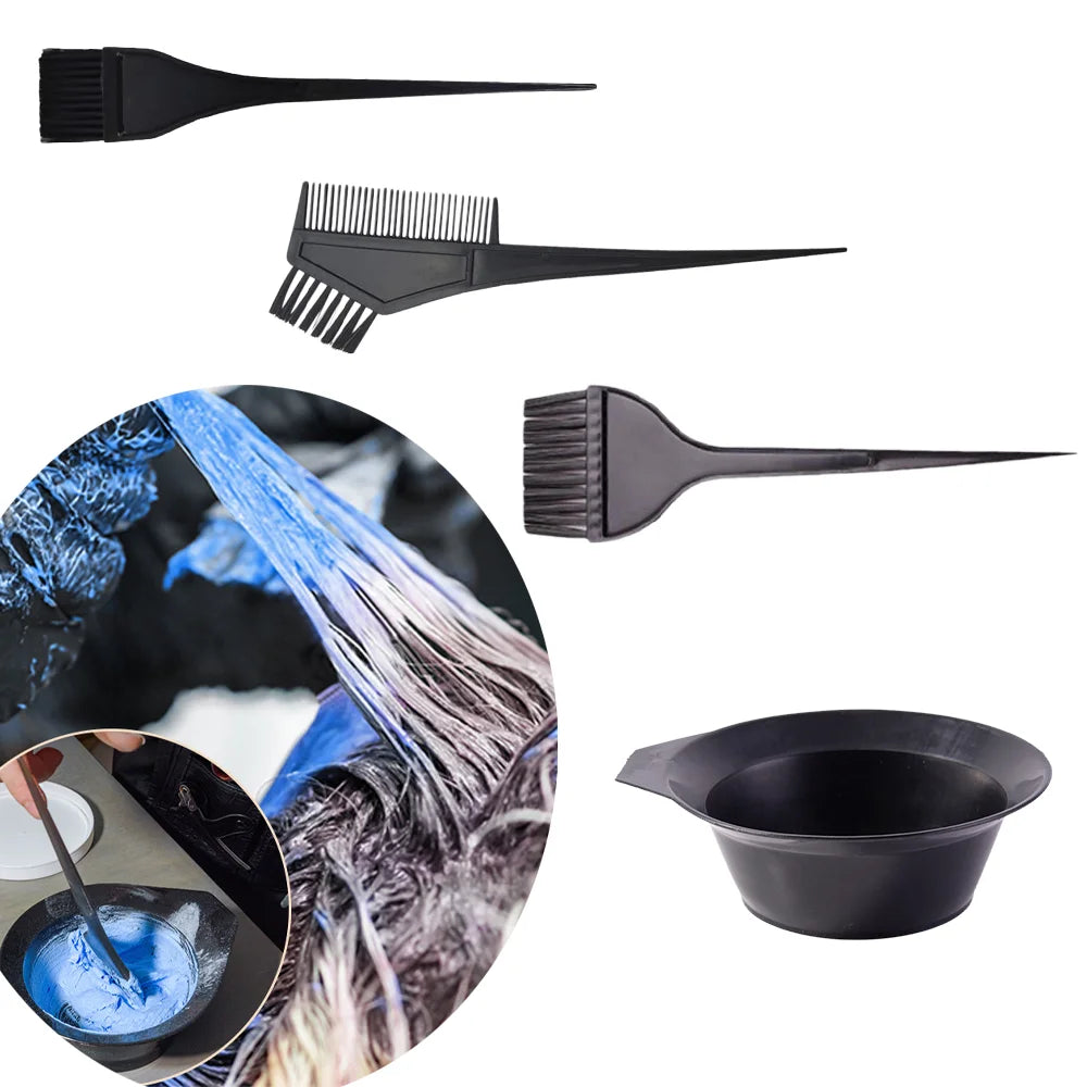 Bộ 4 dụng cụ nhuộm tóc: bát, chổi, cọ, que trộn