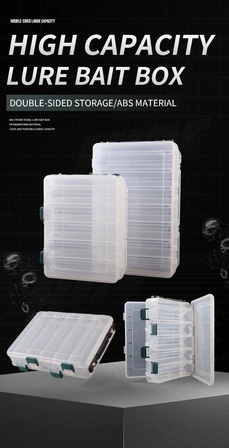 Double Sided 14/10 Compartment Fishing Tackle Box For Sea Fishing Lure Bait Hook Accessories extra-large space Storage Box