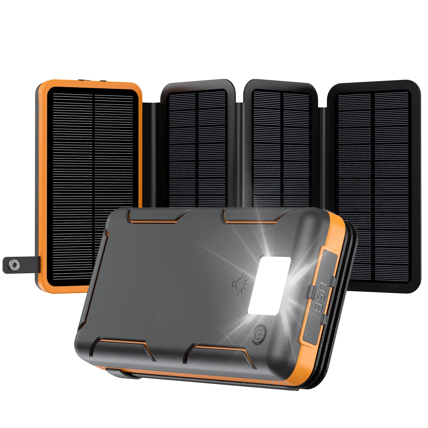 4-Panel 20000mAh Solar Power Bank for Travel