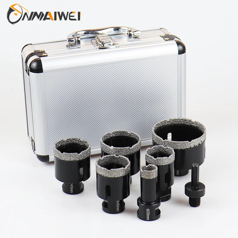 7pcs Angle Grinder Bit Diamond Hole saw Dry Vacuum Brazed Drilling Core Bits Set Porcelain Tiles Granite Marble Hole Saw