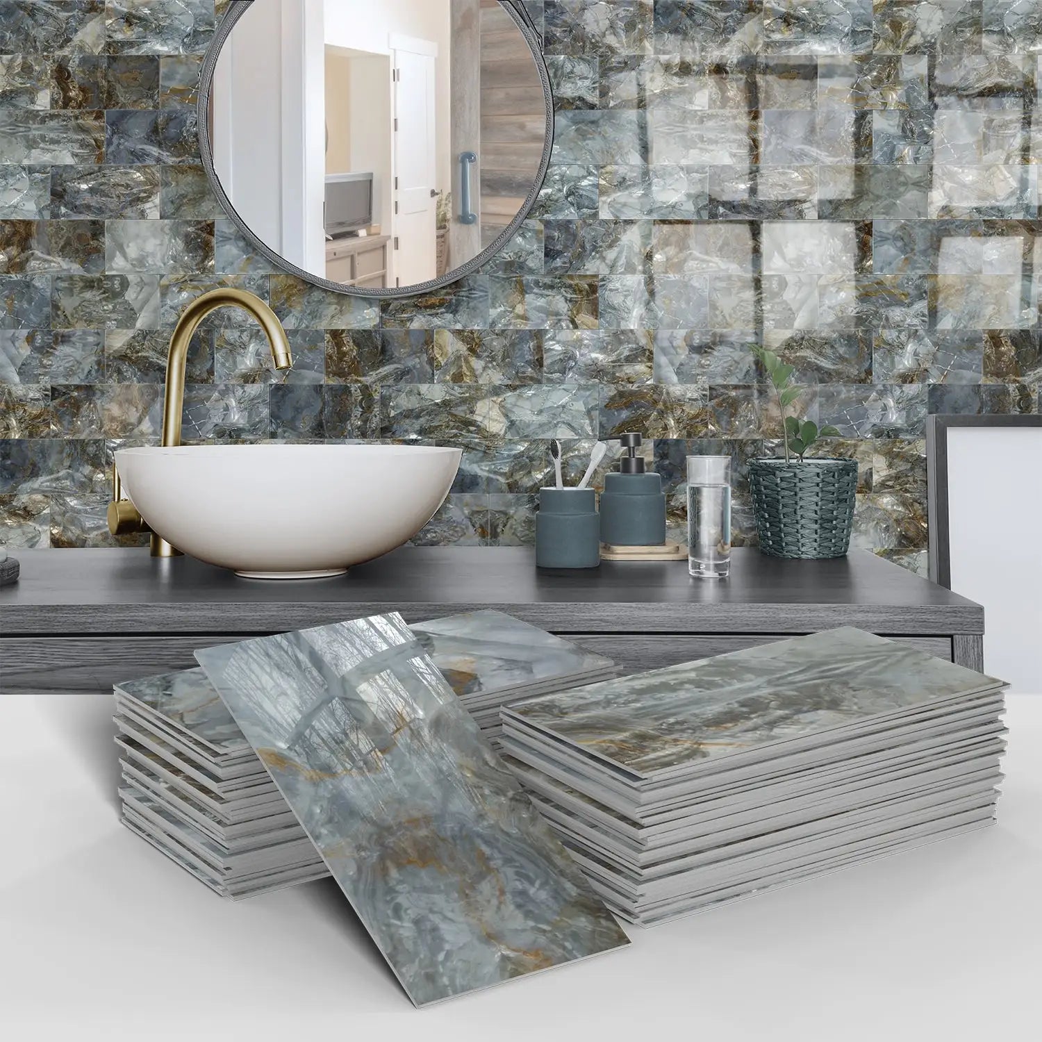 3D Waterproof Brick and Stone Decal Set - Kitchen &amp; Bathroom