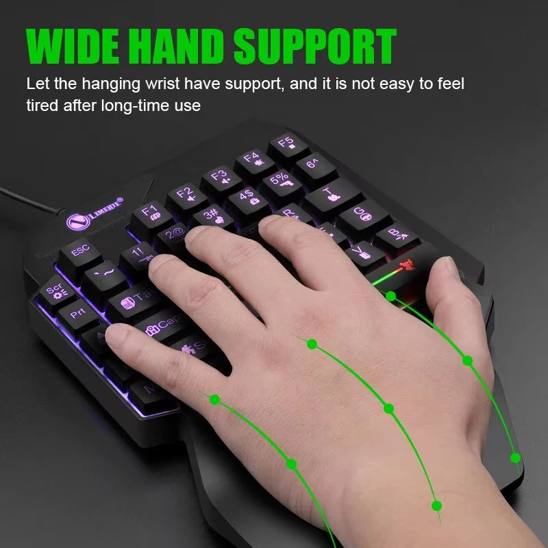 35 Key One-Handed Gaming Keyboard with LED Lights