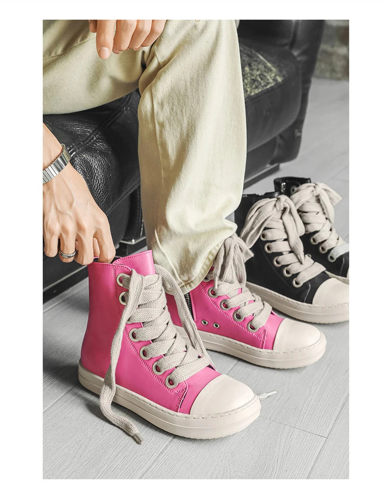 Unisex Autumn Winter High-Top Orange Sneakers Fashion
