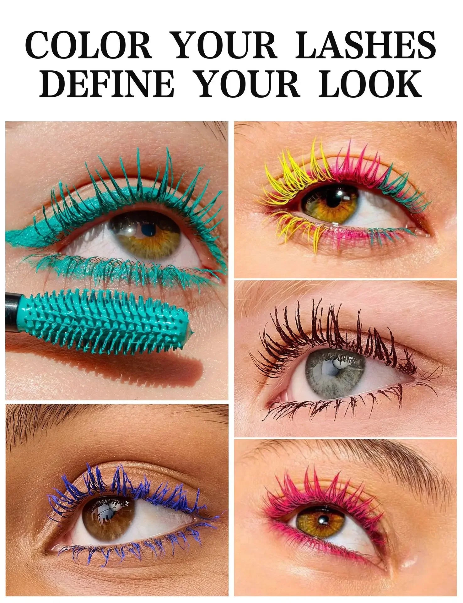 Waterproof, Thick, Long-Lasting Multi-Color Mascara 10 Colors