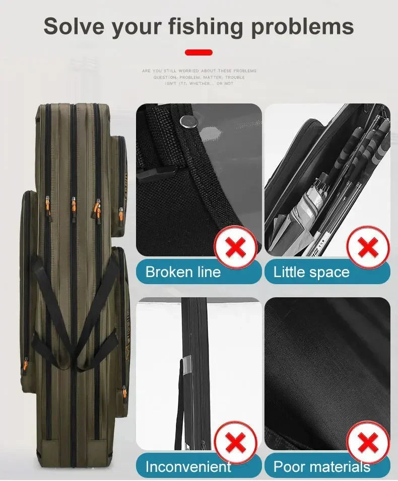Oxford Multi-Function Fishing Rod Bag with 3 Compartments
