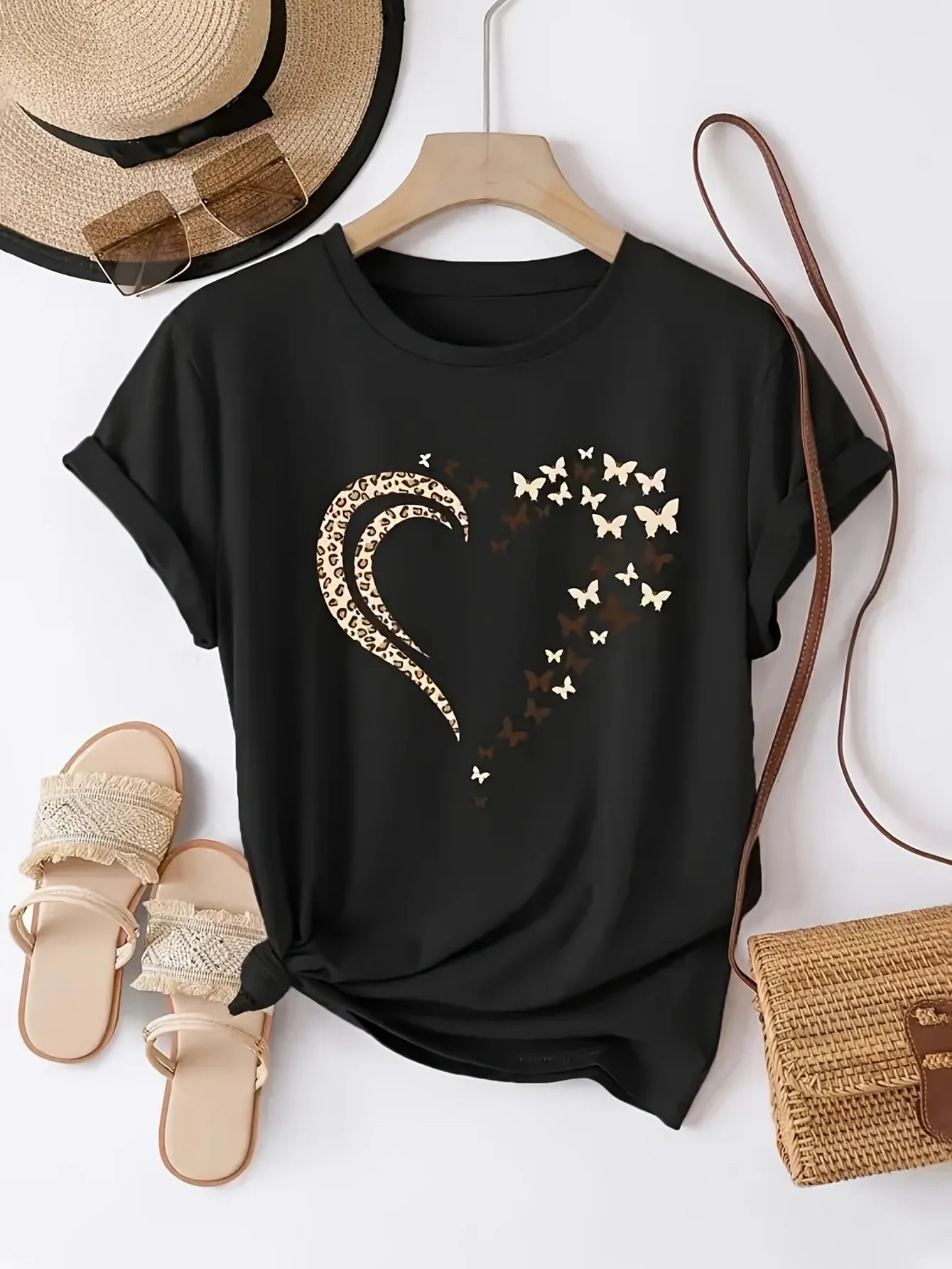 Women's Fashion Round Neck T-Shirt, Elegant All Seasons