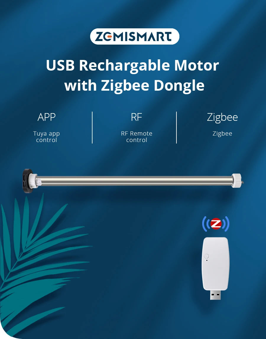 Zemismart WiFi Zigbee Smart Roller Blinds USB Charging