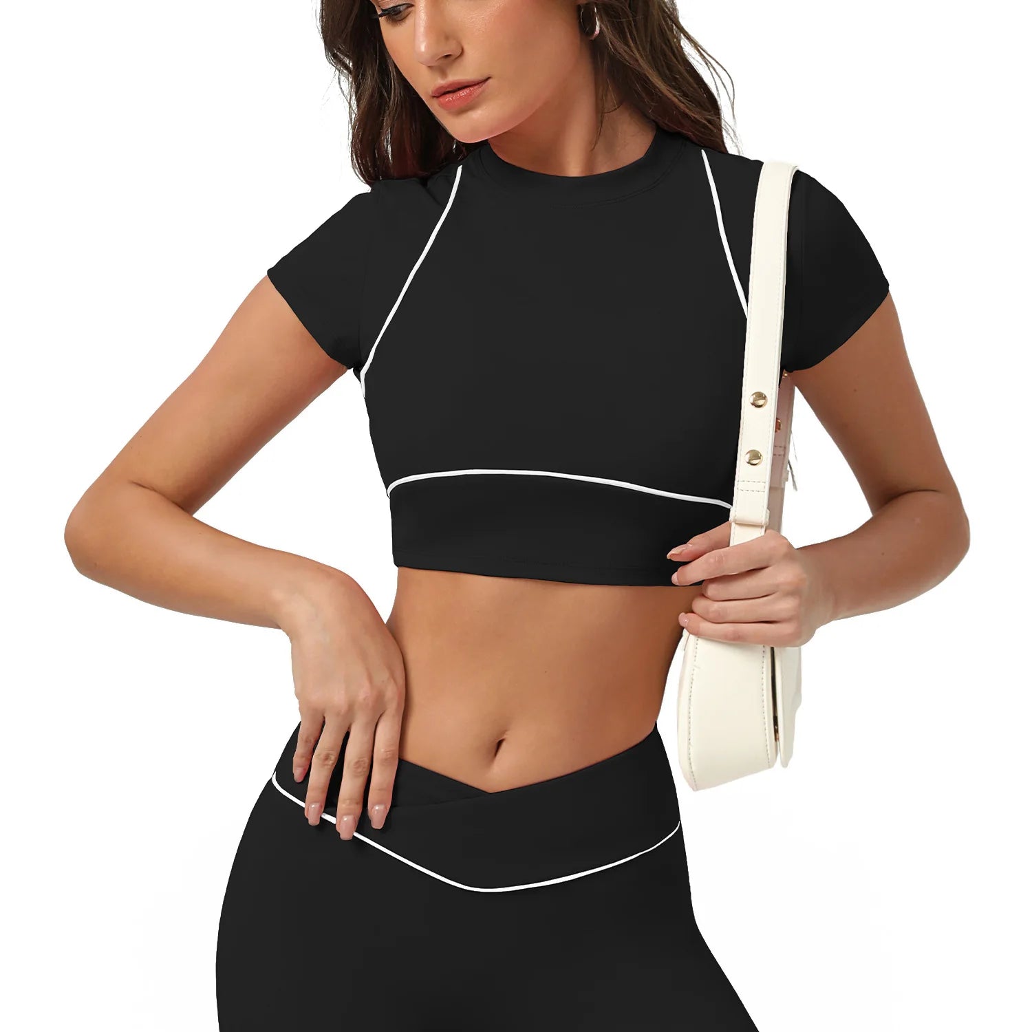 Women's Yoga Top: Women's Short Sleeve Push Up Sports Top