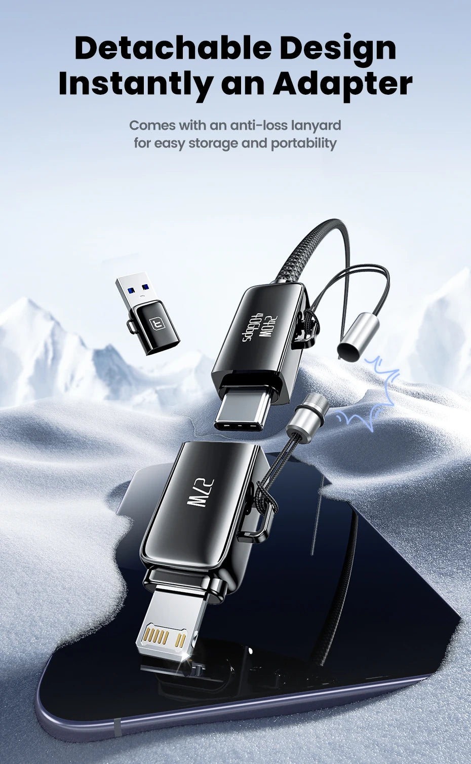 Toocki 240W 4-in-1 USB Cable PD 3.1 USB C To Type C TO Lighting 8K@60Hz 40Gbps Data Cable For iPhone 16 15 Samsung S23 Macbook