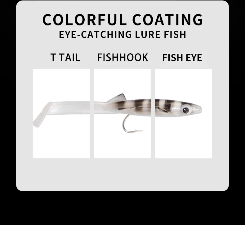 Afishlure Pesca Eel Soft Fishing Lure Glow Soft Bait with Hook Sea Fishing Tackle Raglou Fishing Lure 3pcs 55mm