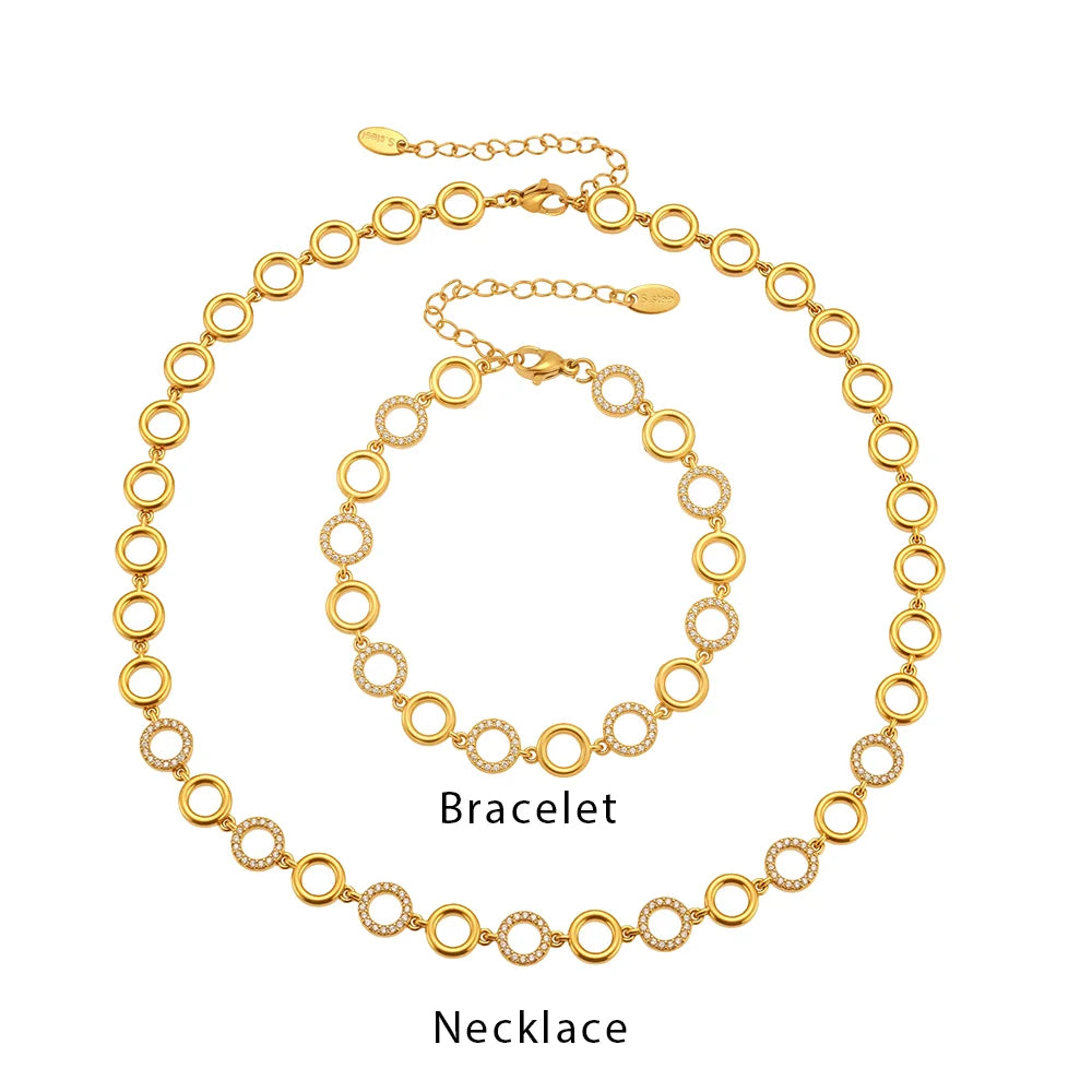 Waterproof Gold Plated Necklace &amp; Bracelet Jewelry Set