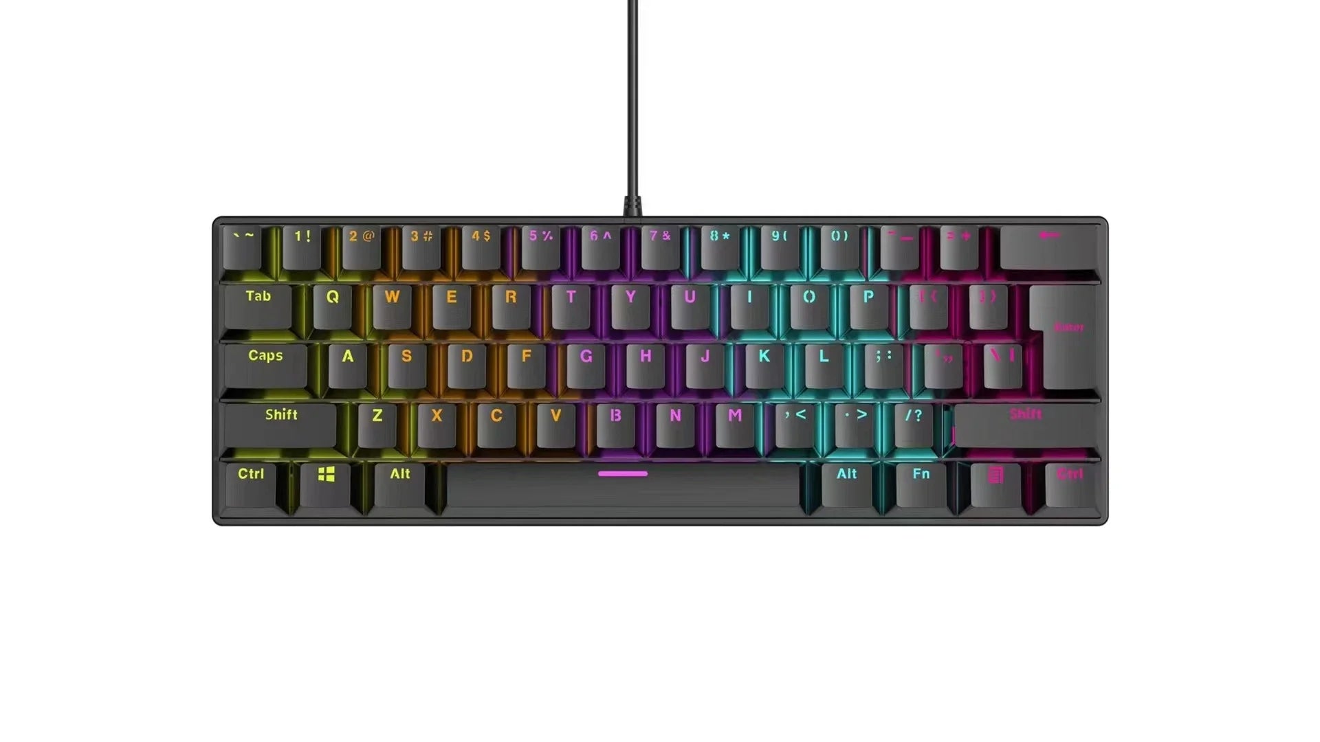 Bàn phím cơ 61 phím RGB Ergonomic cho game thủ