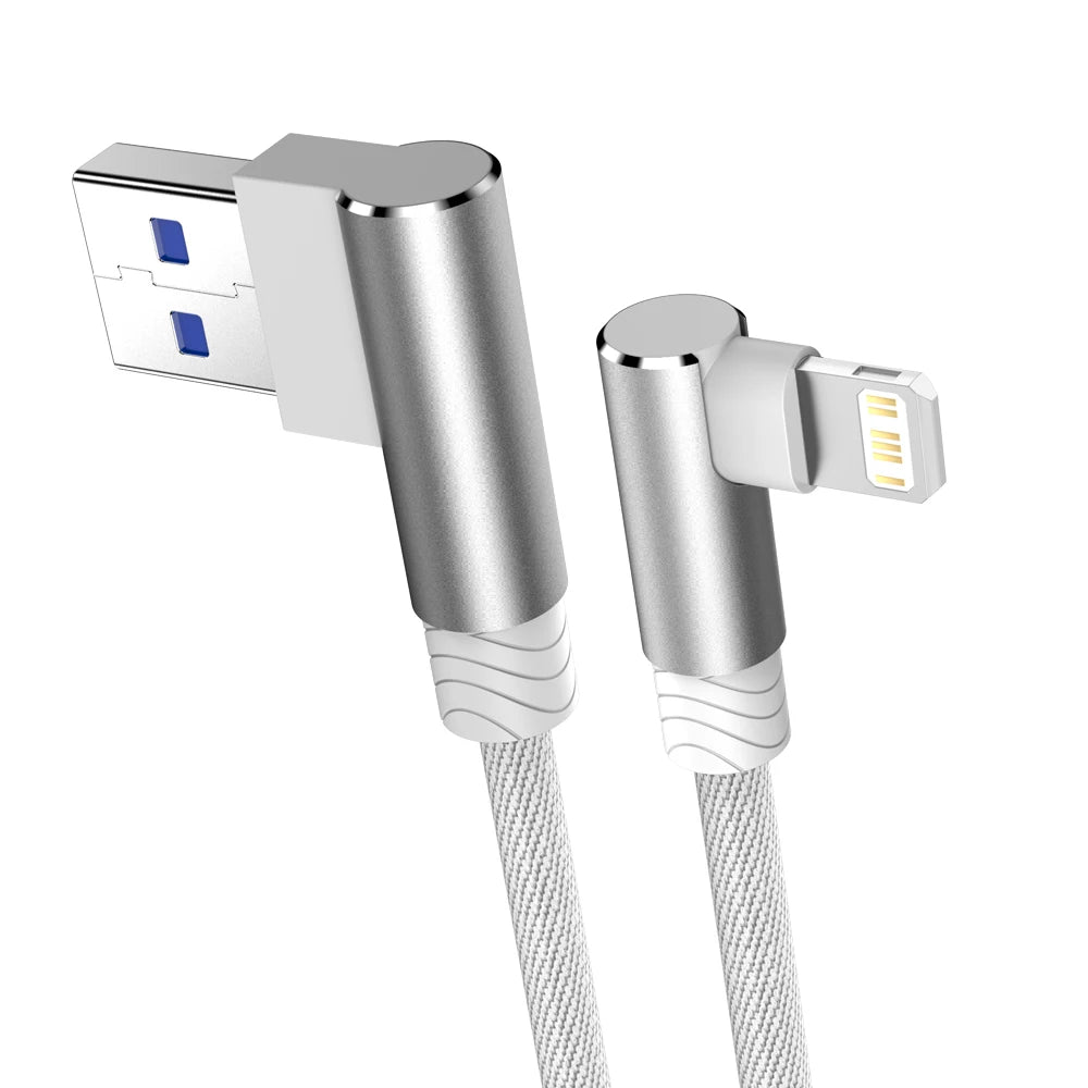 90 Degree Fast Charging Cable For iPhone &amp; iPad 1/2/3m Long