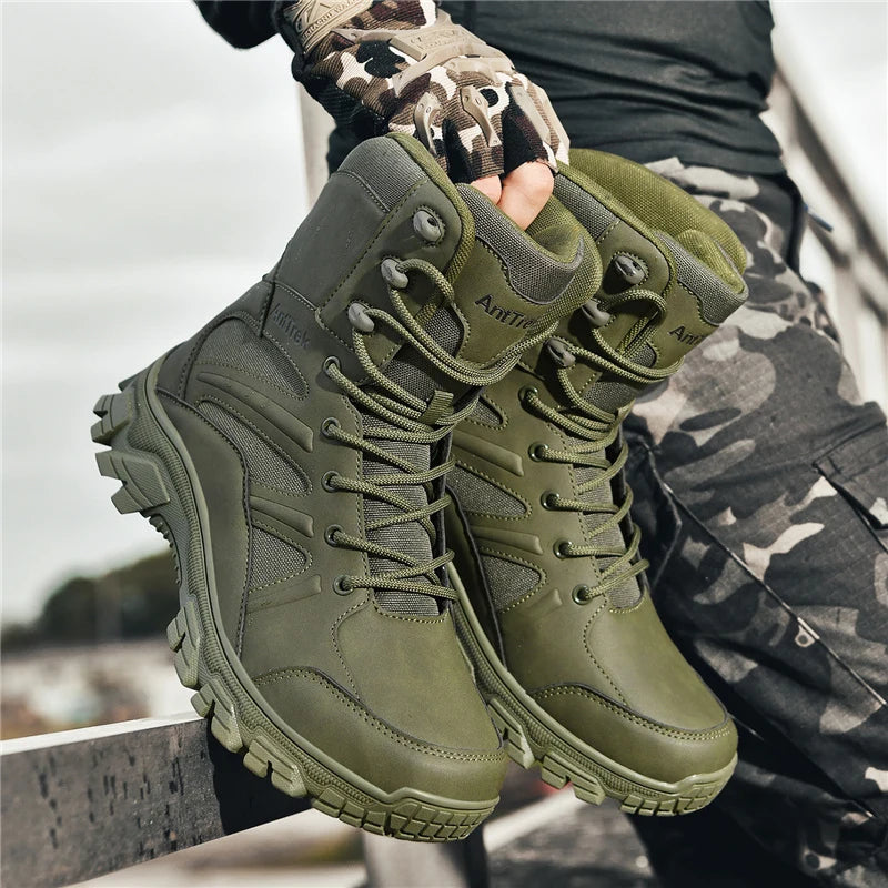 Men's Fashion Boots - Motocross Style High-Top Boots