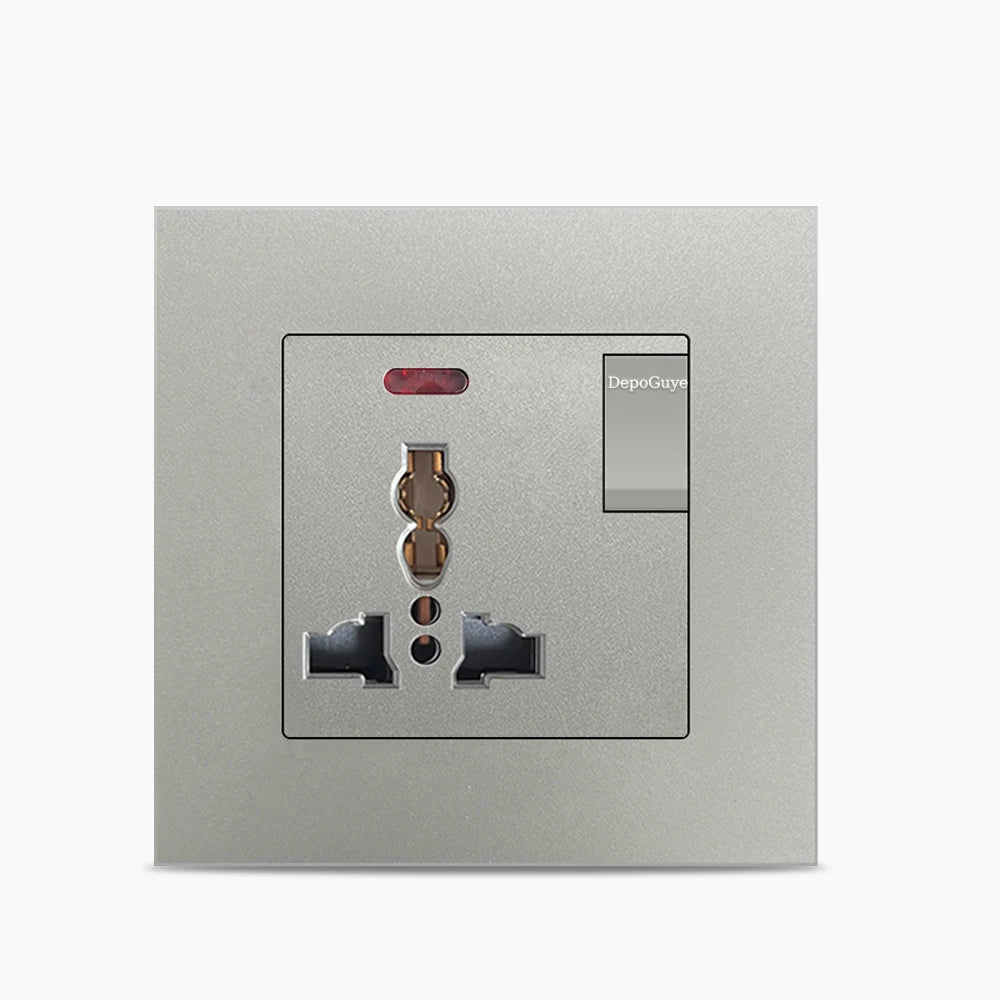 Universal 18W Type-C Plug Quick Charging Dual 3-pin Power Socket 220V,Wall electrical Socket with DC 5V 3.1A Type-c USB Charger